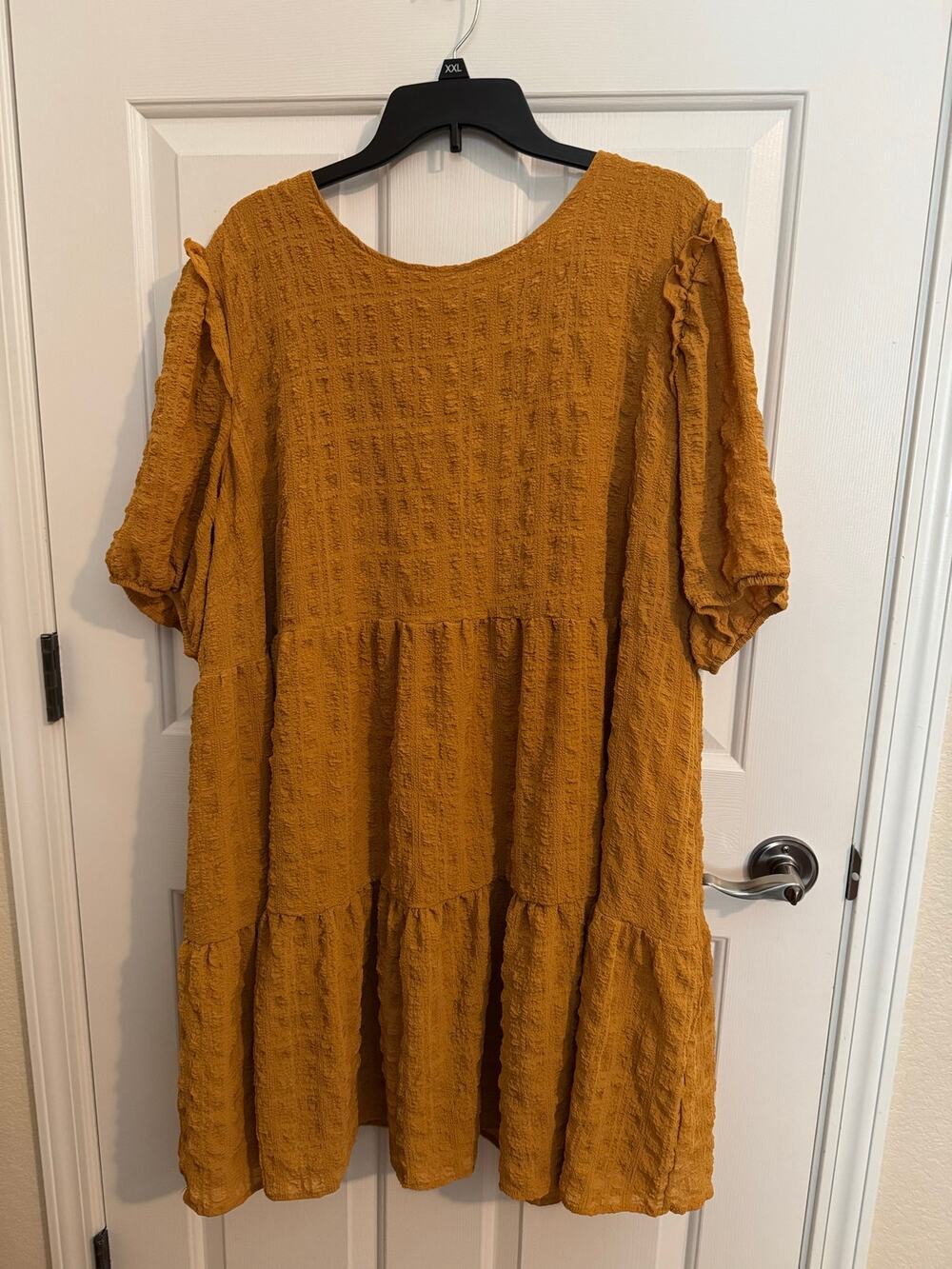 Rewind Mustard Yellow Babydoll Tired Mini Dress Fall Cottage Boho Plus 3X